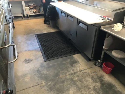 anti fatigue mat in an empty kitchen