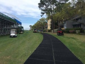 golf course pathway using grass mats for protection