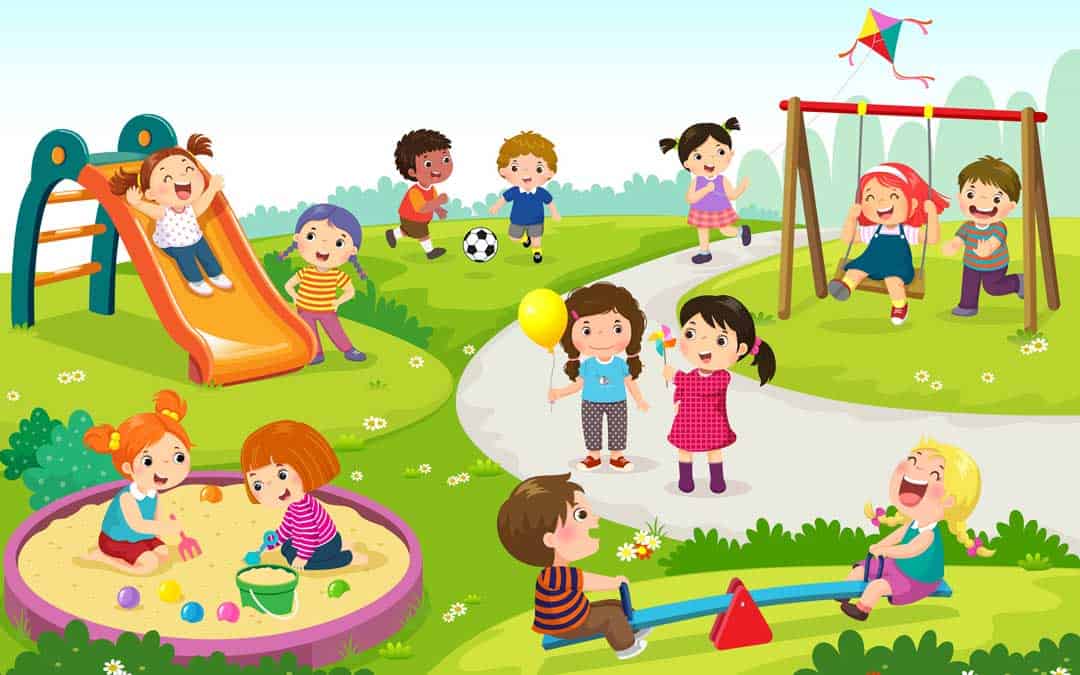 Kids Playing Park Playground Grassmats