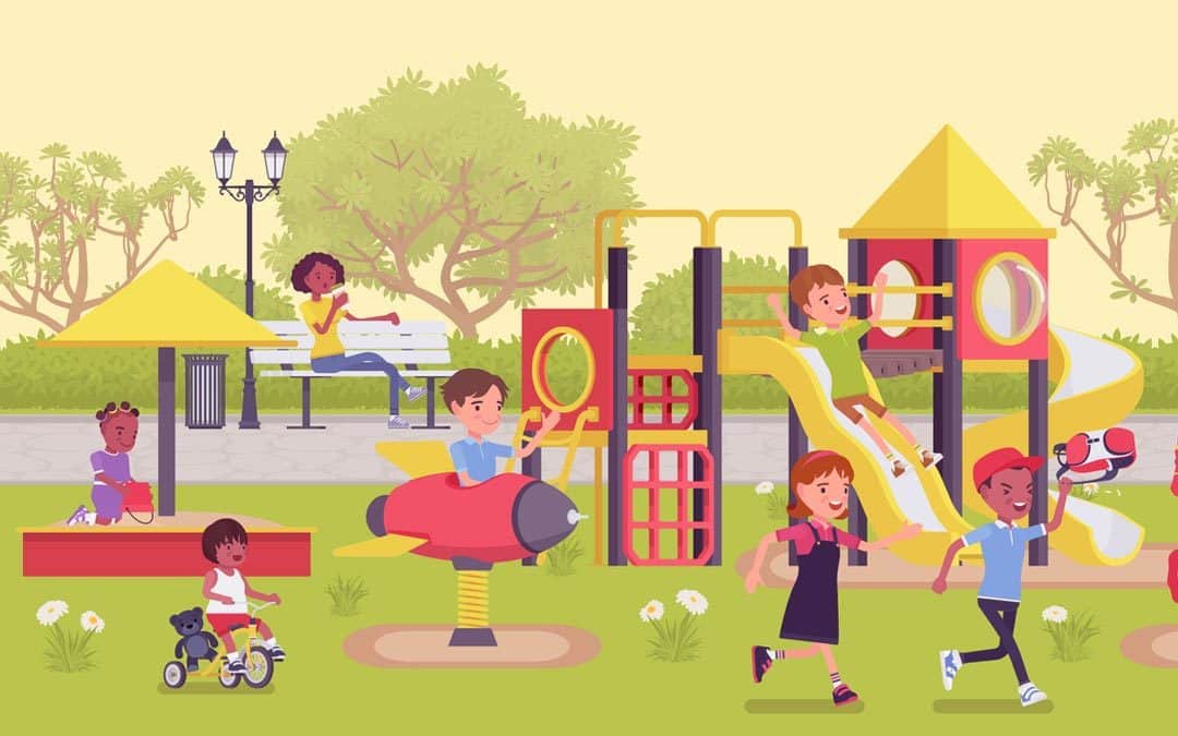 illustration of children playing on a daycare playground